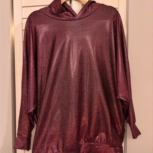 American Apparel Metallic Pink Rainbow Sparkly Disco Hoodie